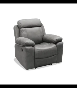 Sillón relax manual Málaga tapizado en tela gris, 101cm(alto) 100cm(ancho) 90cm(fondo)