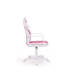 Sillon giratorio Xtr Junior regulable en altura en símil piel blanco/rosa, 98-108 cm(alto)60 cm(ancho)60 cm(largo)