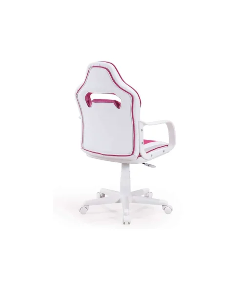 Sillon giratorio Xtr Junior regulable en altura en símil piel blanco/rosa, 98-108 cm(alto)60 cm(ancho)60 cm(largo)
