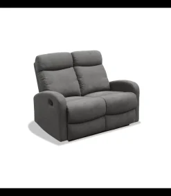 Sofá dos plazas relax con palanca Cordoba tapizado textil gris oscuro, 125cm(Ancho) 90cm(Fondo) 103cm(Alto)