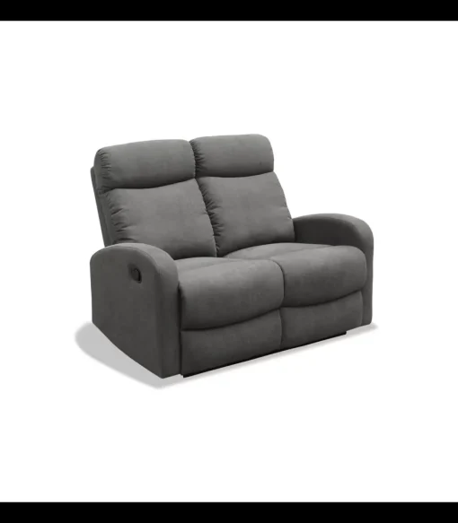Sofá dos plazas relax con palanca Cordoba tapizado textil gris oscuro, 125cm(Ancho) 90cm(Fondo) 103cm(Alto)