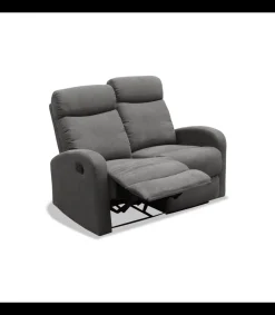 Sofá dos plazas relax con palanca Cordoba tapizado textil gris oscuro, 125cm(Ancho) 90cm(Fondo) 103cm(Alto)