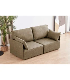 Sofá modular con brazos 2 plazas MOU tapizado en tejido beige, 186cm(ancho) 93cm(altura) 93cm(fondo).