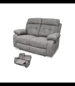 Sofá relax dos plazas Valverde tapizado gris, 150cm(Ancho) 90cm (Fondo) 104cm(Alto)