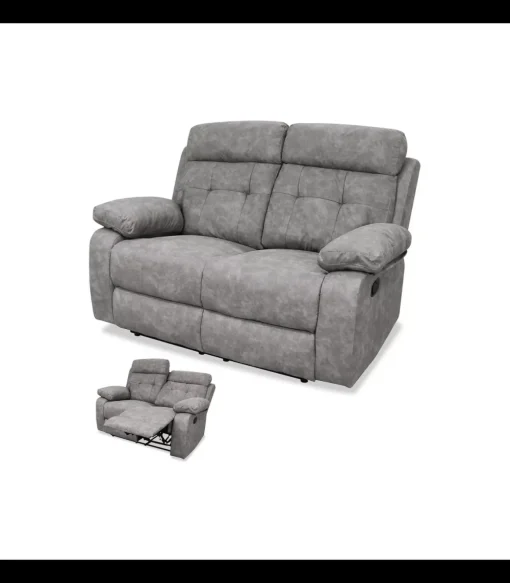 Sofá relax dos plazas Valverde tapizado gris, 150cm(Ancho) 90cm (Fondo) 104cm(Alto)