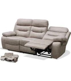 Sofá tres plazas relax con palanca Genova XL tapizado textil cemento, 220cm(Ancho) 90cm(Fondo) 101cm(Alto)