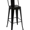 Taburete de metal con respaldo acabado negro, 100 cm(alto)43 cm(ancho)43 cm(largo)