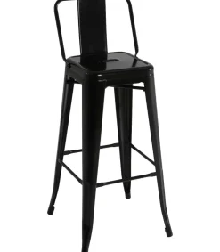 Taburete de metal con respaldo acabado negro, 100 cm(alto)43 cm(ancho)43 cm(largo)