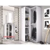 Vestidor de rincón Reus con estantes y trasera reversible en blanco/natural, 205cm(alto) 84.5cm(ancho) 84.5cm(fondo)