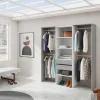 Vestidor para dormitorio con baldas y dos cajones acabado blanco artik/cemento, 202cm(alto) 179cm(ancho) 50cm(fondo)