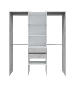 Vestidor para dormitorio con baldas y dos cajones acabado blanco artik/cemento, 202cm(alto) 179cm(ancho) 50cm(fondo)
