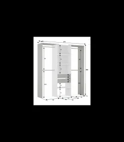 Vestidor para dormitorio con baldas y dos cajones acabado blanco artik/cemento, 202cm(alto) 179cm(ancho) 50cm(fondo)
