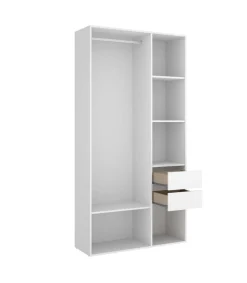 Vestidor Reus 2 cajones y trasera reversible en blanco/natural, 205cm(alto) 98cm(ancho) 45cm(fondo)