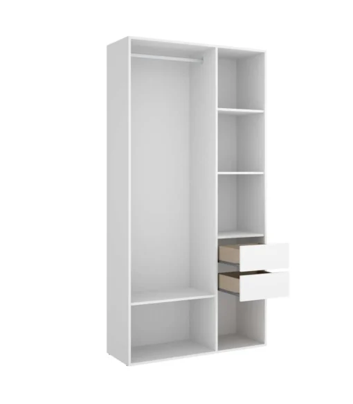 Vestidor Reus 2 cajones y trasera reversible en blanco/natural, 205cm(alto) 98cm(ancho) 45cm(fondo)