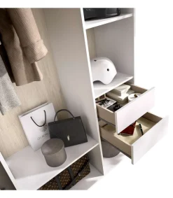 Vestidor Reus 2 cajones y trasera reversible en blanco/natural, 205cm(alto) 98cm(ancho) 45cm(fondo)