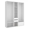 Vestidor Reus 2 cajones, zapatero y trasera reversible en blanco/natural, 205cm(alto) 158cm(ancho) 45cm(fondo)