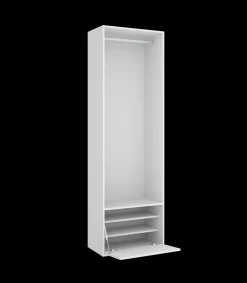 Vestidor Reus con zapatero y trasera reversible en blanco/natural, 205cm(alto) 60cm(ancho) 45cm(fondo)