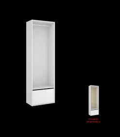 Vestidor Reus con zapatero y trasera reversible en blanco/natural, 205cm(alto) 60cm(ancho) 45cm(fondo)