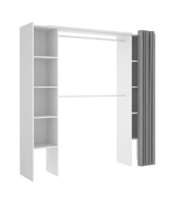 Vestidor Siles para dormitorio con cortina y baldas en blanco 205-203 cm(alto)180 cm(ancho)50 cm(fondo)