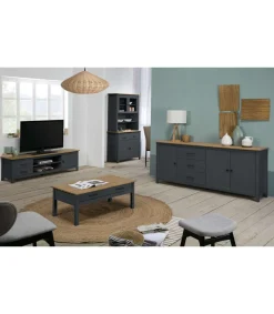 Vitrina 4 puertas 2 cajones Mariana acabado azul 180 cm(alto) 90 cm(ancho) 40 cm(largo)