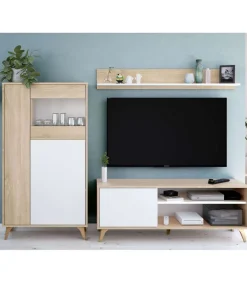 Vitrina 3 puertas Gala acabado roble/blanco 142 cm(alto) 77 cm(ancho)33 cm(largo)