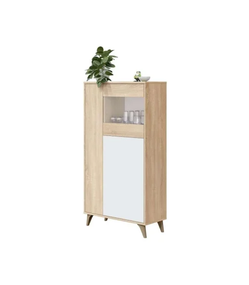 Vitrina 3 puertas Gala acabado roble/blanco 142 cm(alto) 77 cm(ancho)33 cm(largo)