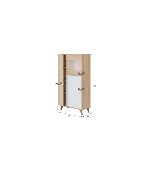 Vitrina 3 puertas Gala acabado roble/blanco 142 cm(alto) 77 cm(ancho)33 cm(largo)