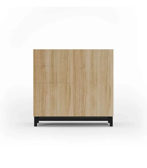 Zapatero 2 puertas modelo 513 acabado roble oscuro patas negras, 90x90x27 (alto x ancho x fondo)