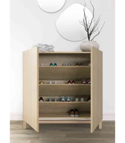 Zapatero 2 puertas modelo 513 acabado roble vallado, 90x90x27 (alto x ancho x fondo)