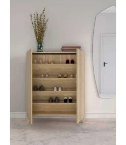 Zapatero 2 puertas modelo 514 acabado roble oscuro vallado, 112x90x27 (alto x ancho x fondo)