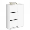 Zapatero 3 trampones y una puerta Trevi en blanco brillo. 85 cm(ancho) 122 cm(altura) 37 cm(fondo)