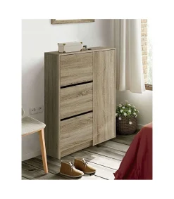 Zapatero 3 trampones y una puerta Trevi en roble cambrian. 85 cm(ancho) 122 cm(altura) 37 cm(fondo)