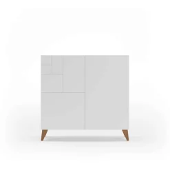 Zapatero modelo 512 acabado blanco patas nogal claro, 90x90x27 (alto x ancho x fondo)